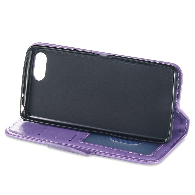 Imprint Anchor Wallet Leather Stand Shell for Sony Xperia XZ4 Compact - Purple-7