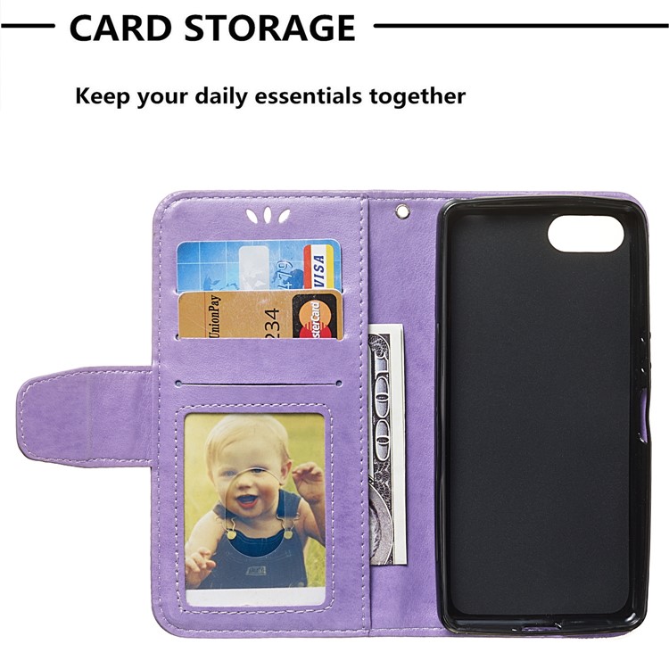 Imprint Anchor Wallet Leather Stand Shell for Sony Xperia XZ4 Compact - Purple-8