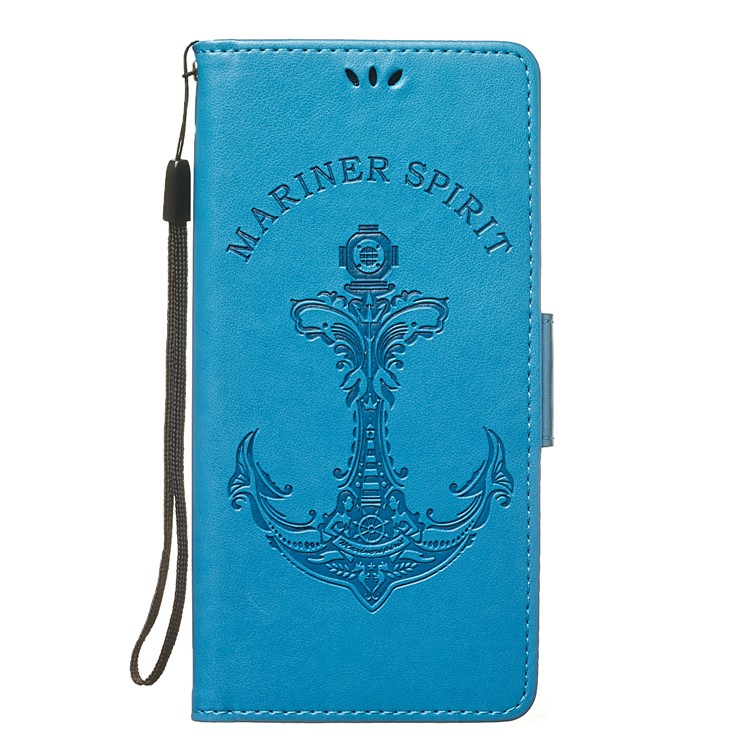 Imprint Anchor Leather Stand Cover with Card Slots for Sony Xperia XZ4 Compact - Blue-2