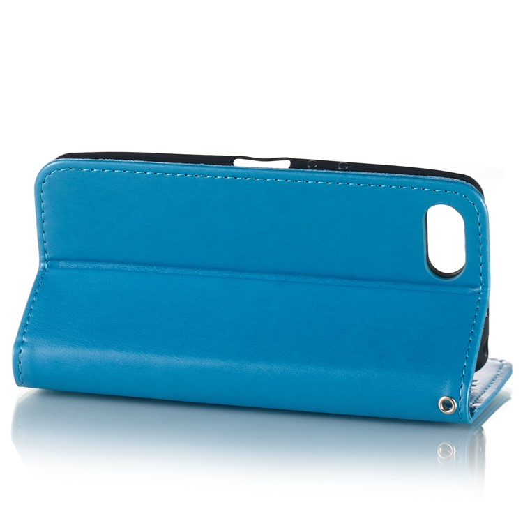 Imprint Anchor Leather Stand Cover with Card Slots for Sony Xperia XZ4 Compact - Blue-6