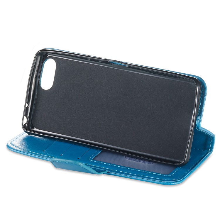 Imprint Anchor Leather Stand Cover with Card Slots for Sony Xperia XZ4 Compact - Blue-7