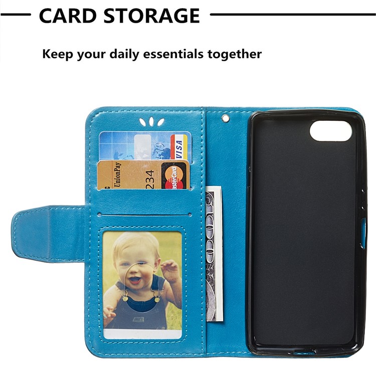 Imprint Anchor Leather Stand Cover with Card Slots for Sony Xperia XZ4 Compact - Blue-8
