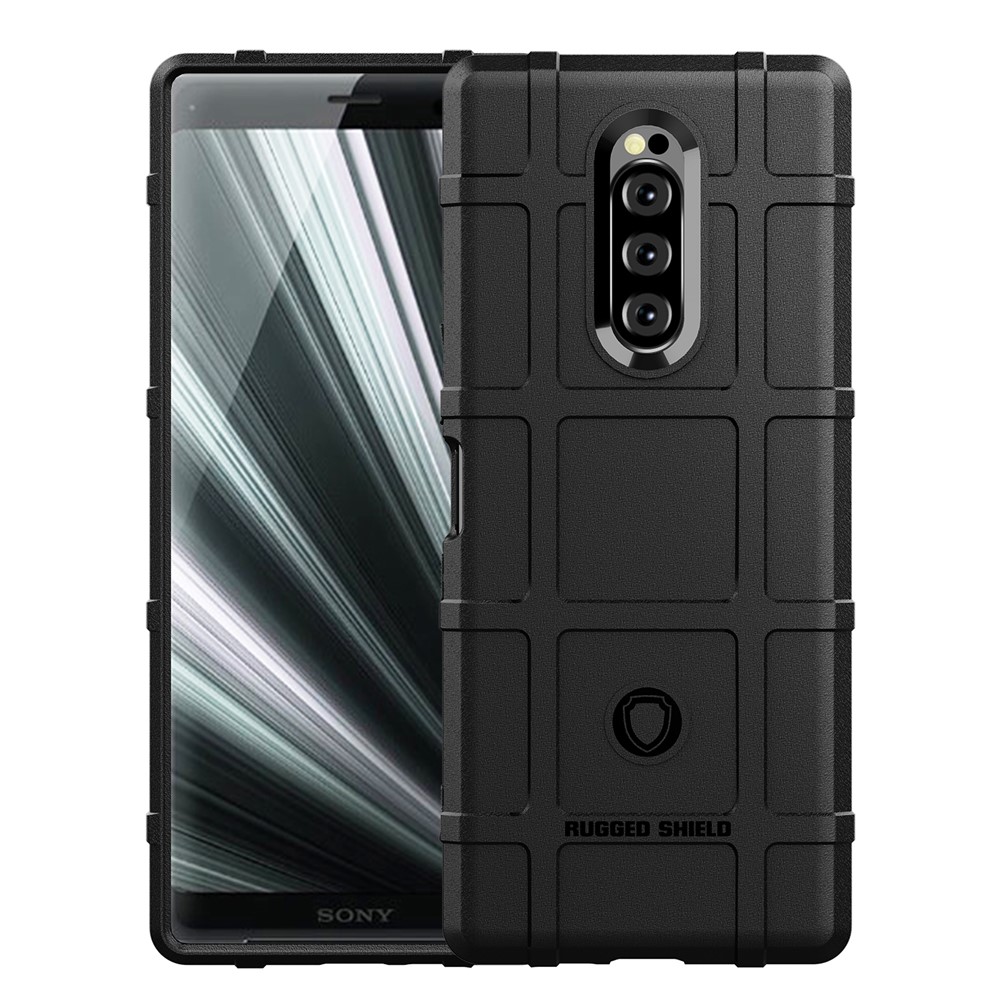 Rugged Square Grid Texture TPU TPU Case Para Sony Xperia 1 - Negro