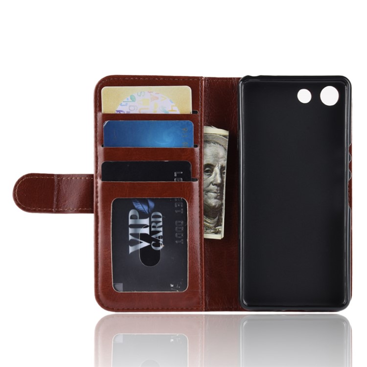 Crazy Horse Protective Leather Phone Casing for Sony Xperia XZ4 Compact - Brown-4