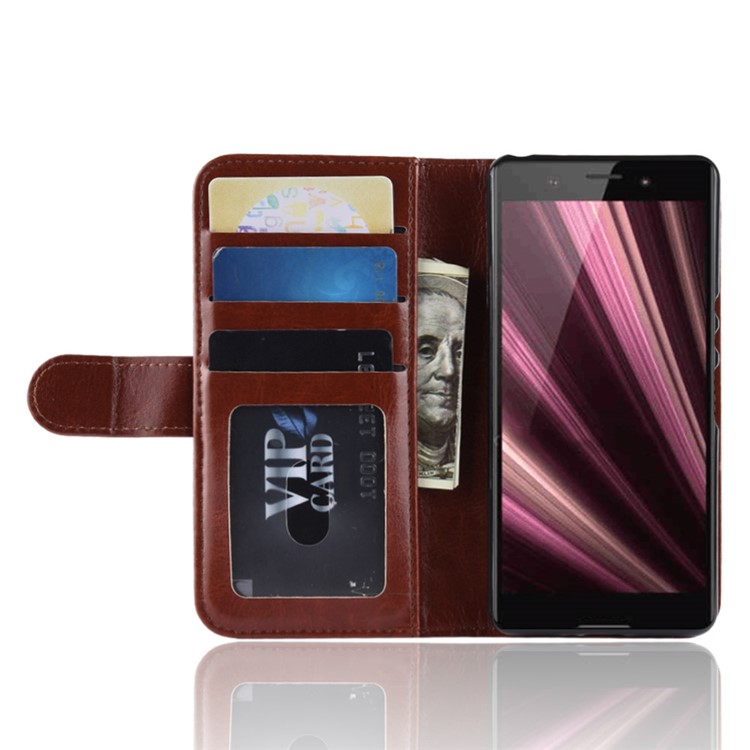 Crazy Horse Protective Leather Phone Casing for Sony Xperia XZ4 Compact - Brown-5