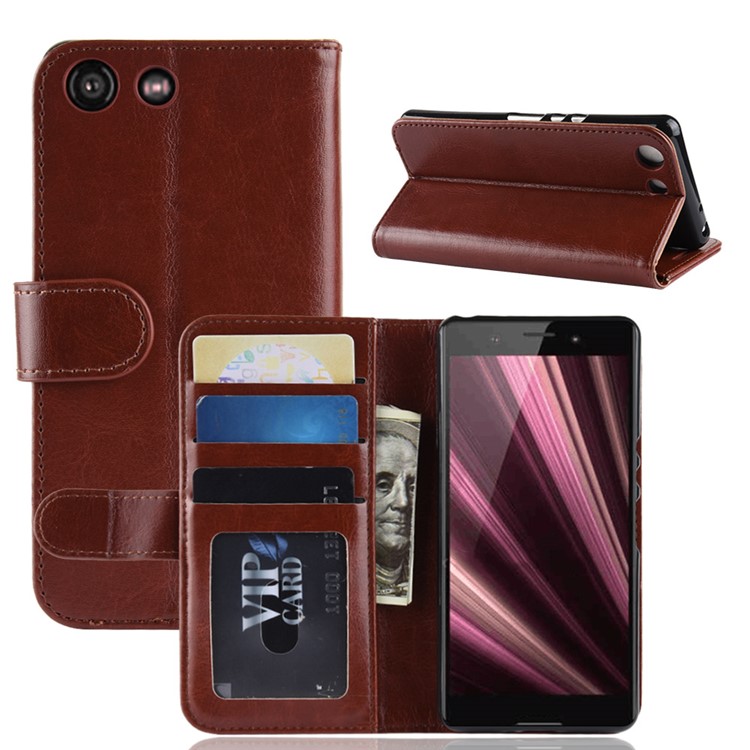 Crazy Horse Protective Leather Phone Casing for Sony Xperia XZ4 Compact - Brown-8
