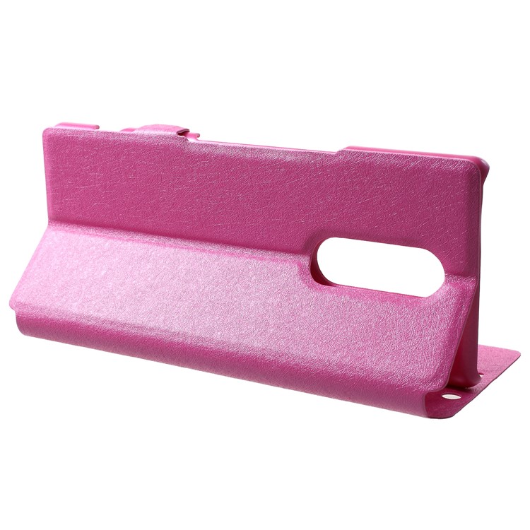 For Sony Xperia 1 Silk Texture Dual Window Leather Stand Phone Case - Rose-4