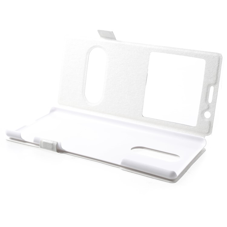 For Sony Xperia 1 Silk Texture Dual Window Leather Stand Phone Cover - White-5