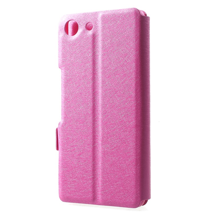 Silk Texture Dual Window Leather Case for Sony Xperia XZ4 Compact - Rose-2