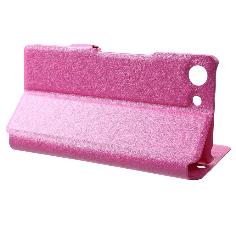 Silk Texture Dual Window Leather Case for Sony Xperia XZ4 Compact - Rose-4