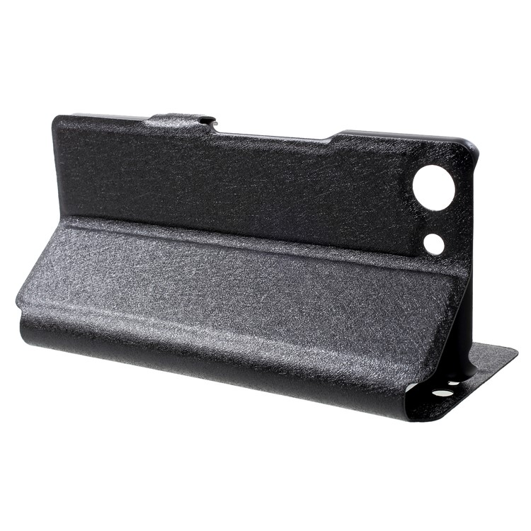 Silk Texture Dual Window Leather Cover for Sony Xperia XZ4 Compact - Black-4
