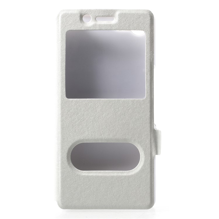 Silk Texture Dual Window Leather Shell for Sony Xperia XZ4 Compact - White-1