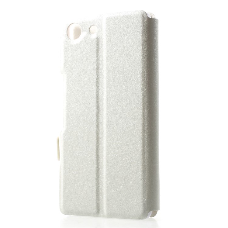 Silk Texture Dual Window Leather Shell for Sony Xperia XZ4 Compact - White-2