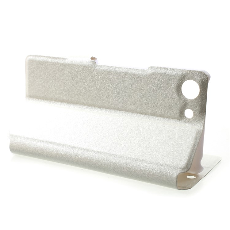 Silk Texture Dual Window Leather Shell for Sony Xperia XZ4 Compact - White-4
