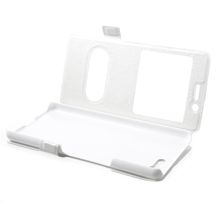 Silk Texture Dual Window Leather Shell for Sony Xperia XZ4 Compact - White-5