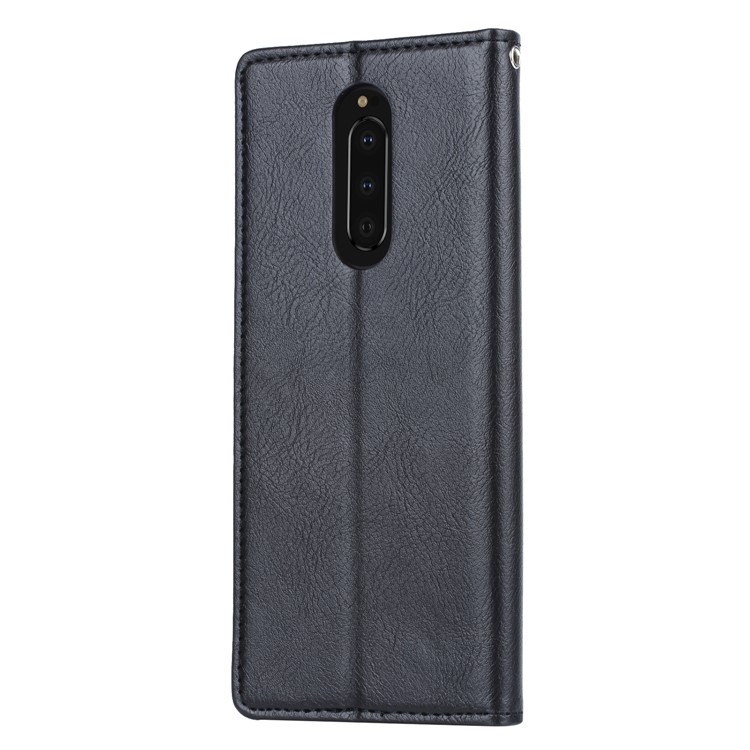 PU Leather Auto-absorbed Stand Wallet Protective Case for Sony Xperia 1 - Black-3