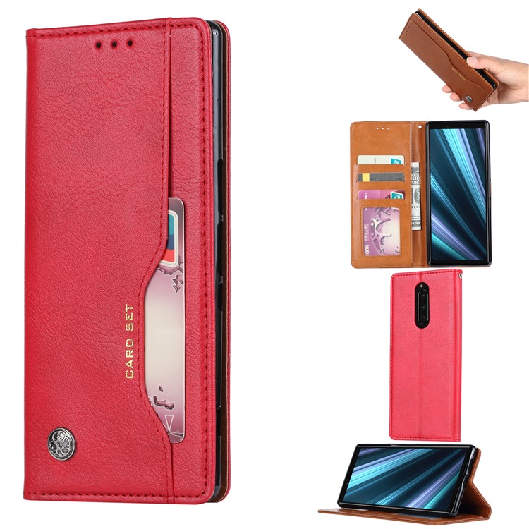 PU Leder-Absorptionskappe Für Sony Xperia XZ4 - Rot-1
