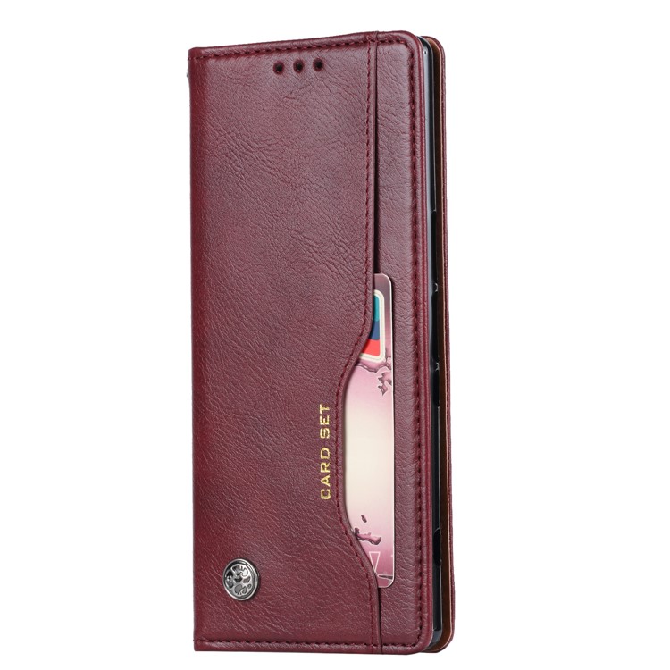 PU Leather Auto-absorbed Stand Wallet Protective Shell for Sony Xperia 1 - Wine Red-2