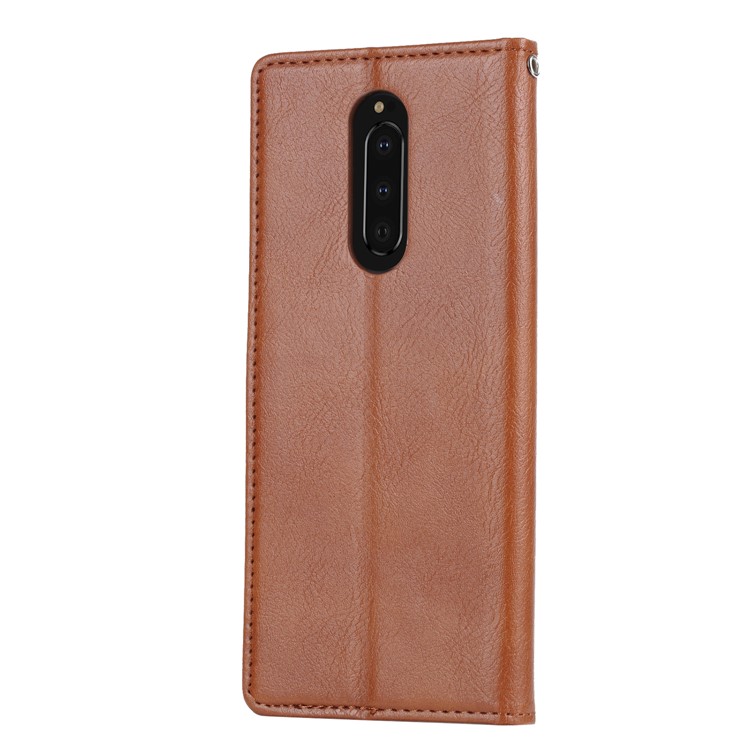 PU Leather Auto-absorbed Stand Wallet Protective Flip Casing for Sony Xperia 1 - Brown-3