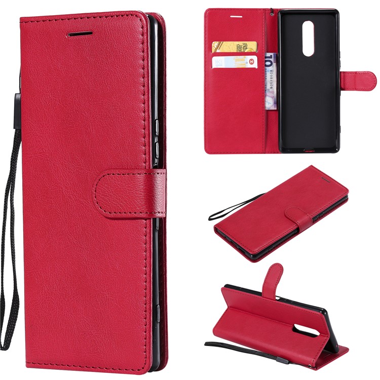 Wallet Stand Leather Protective Cover for Sony Xperia 1 - Red-1