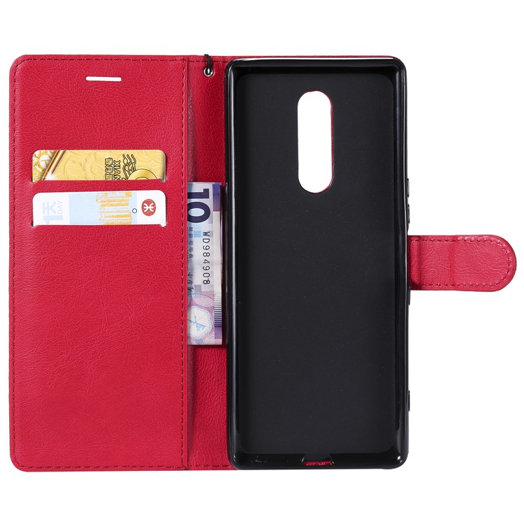 Wallet Stand Leather Protective Cover for Sony Xperia 1 - Red-4