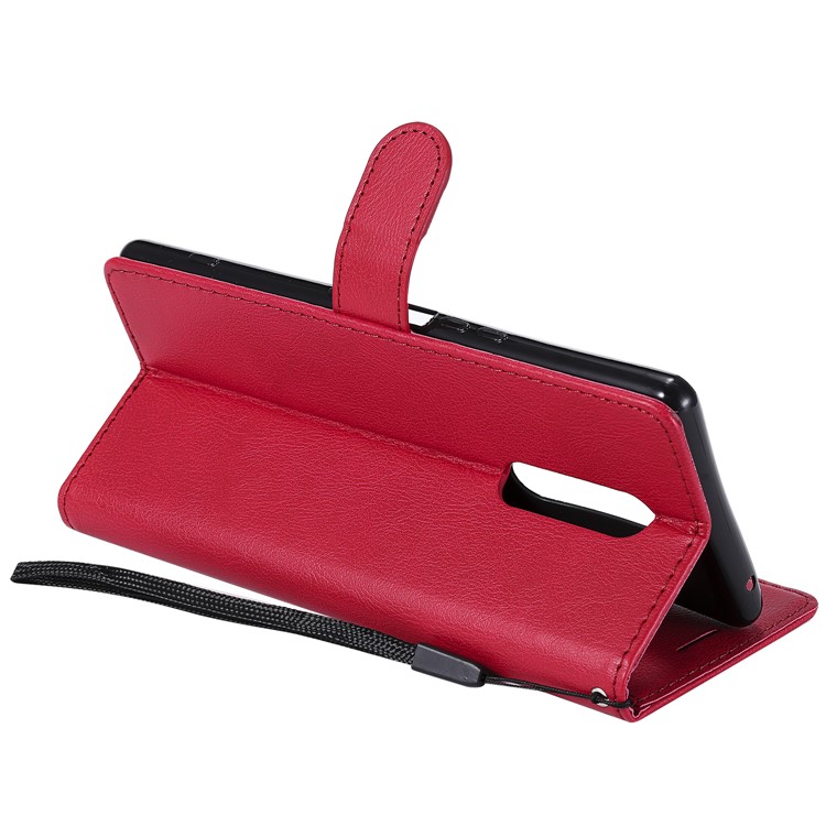Wallet Stand Leather Protective Cover for Sony Xperia 1 - Red-6