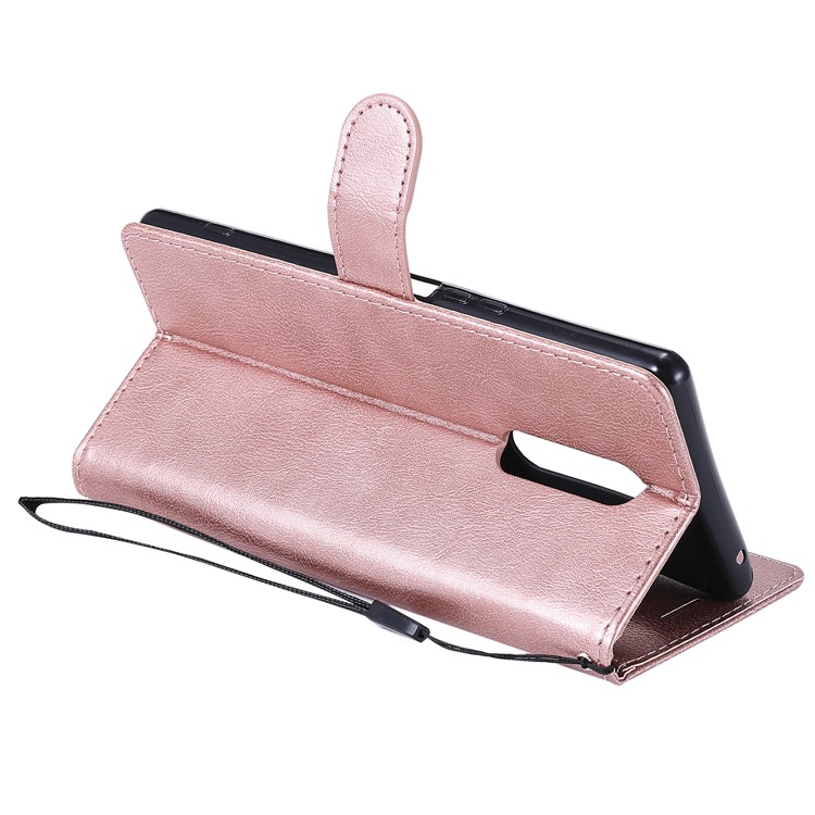 PU Leather Case Phone Shell with Wallet Stand for Sony Xperia 1 - Rose Gold-5