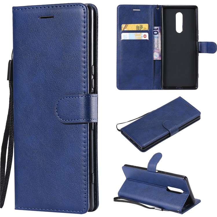 Wallet Stand Leather Mobile Phone Shell for Sony Xperia 1 - Blue-1