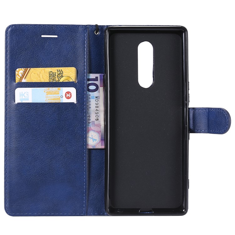 Wallet Stand Leather Mobile Phone Shell for Sony Xperia 1 - Blue-4