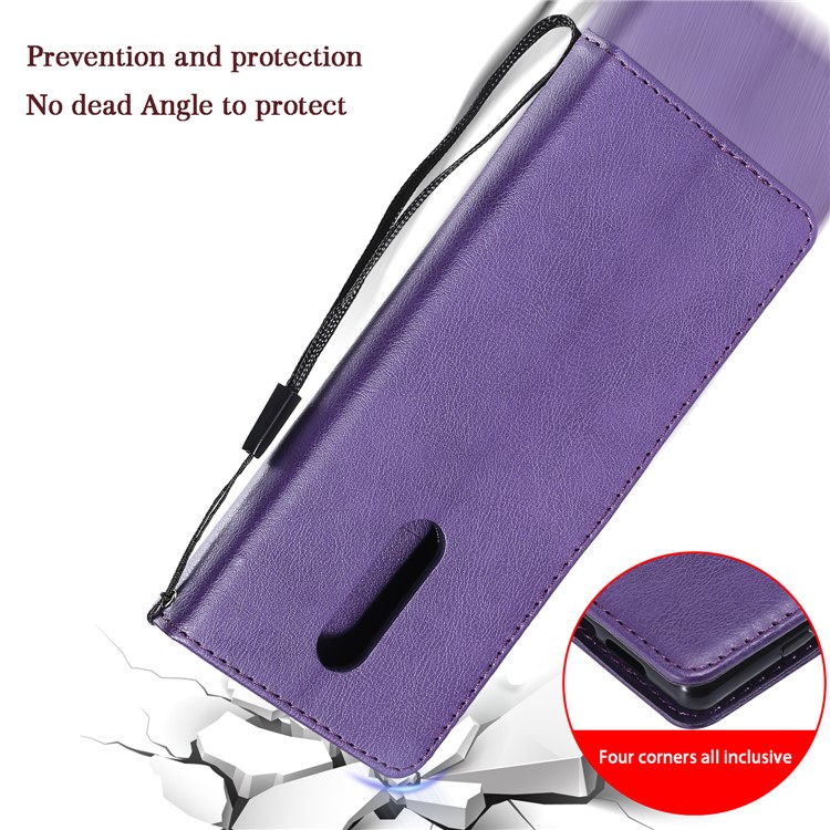 Wallet Stand Leather Case Accessory for Sony Xperia 1 - Purple-11