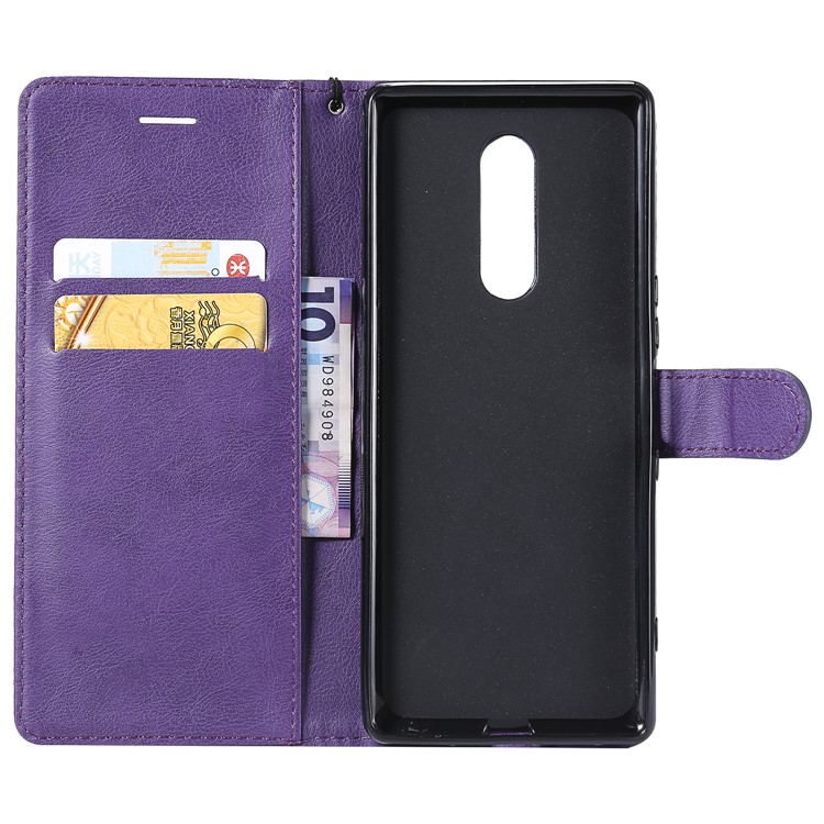 Wallet Stand Leather Case Accessory for Sony Xperia 1 - Purple-4