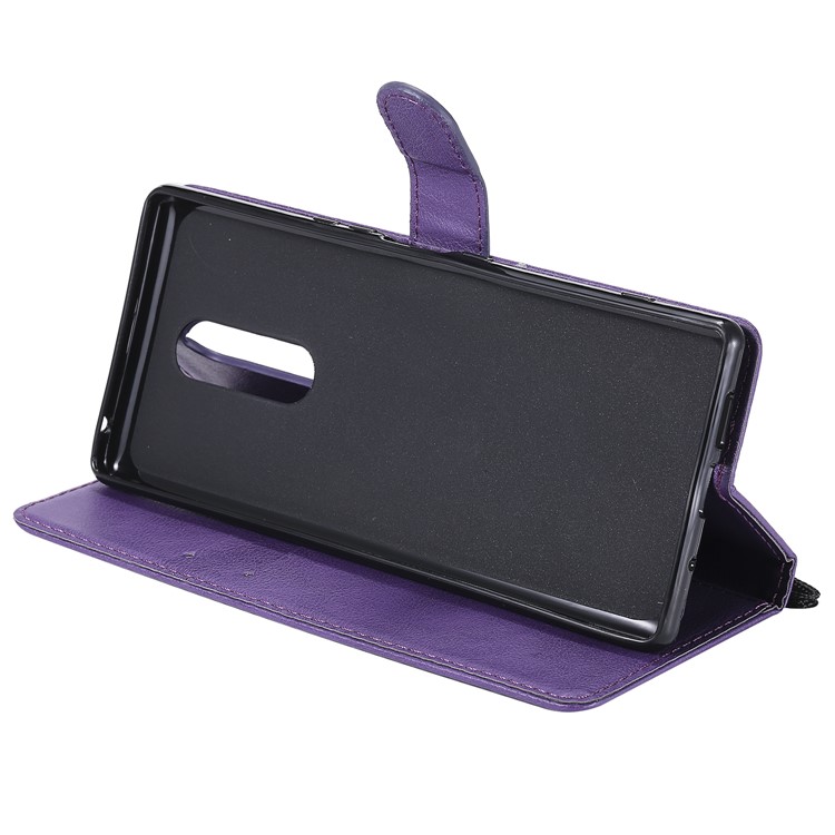 Wallet Stand Leather Case Accessory for Sony Xperia 1 - Purple-6