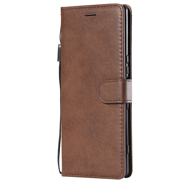 Wallet Stand Leather Cell Phone Cover with Strap for Sony Xperia 1 - Brown-2