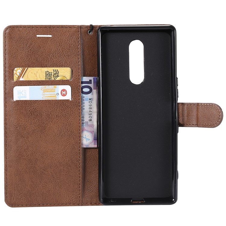 Wallet Stand Leather Cell Phone Cover with Strap for Sony Xperia XZ4 - Brown-4