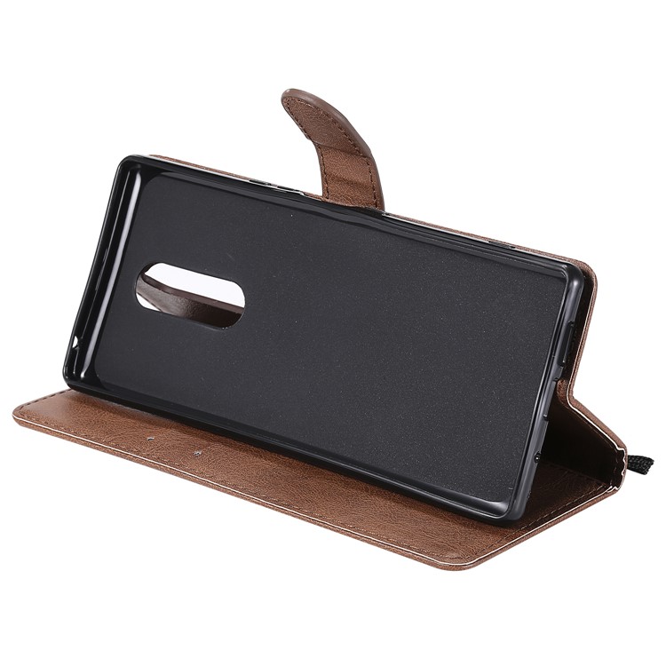 Wallet Stand Leather Cell Phone Cover with Strap for Sony Xperia XZ4 - Brown-5