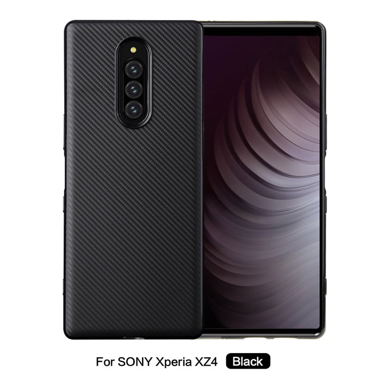 Carbon Fiber Texture Soft TPU Case for Sony Xperia XZ4 - Black-2