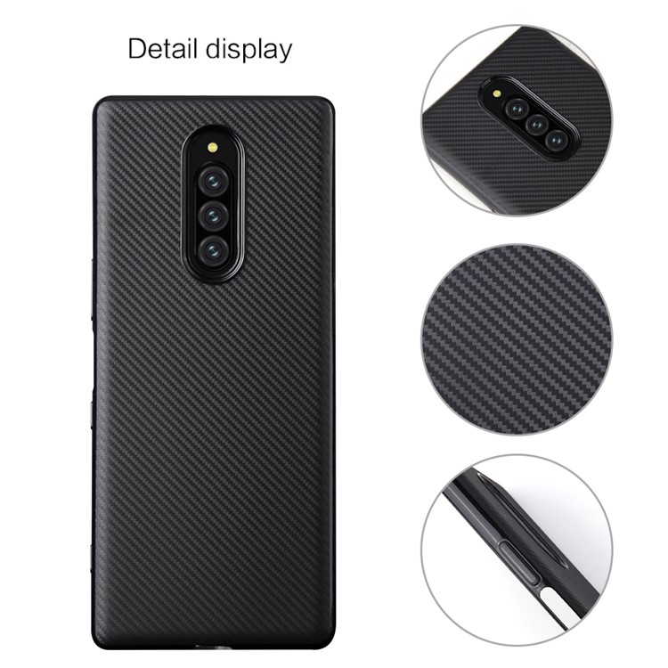 Carbon Fiber Texture Soft TPU Case for Sony Xperia XZ4 - Black-3