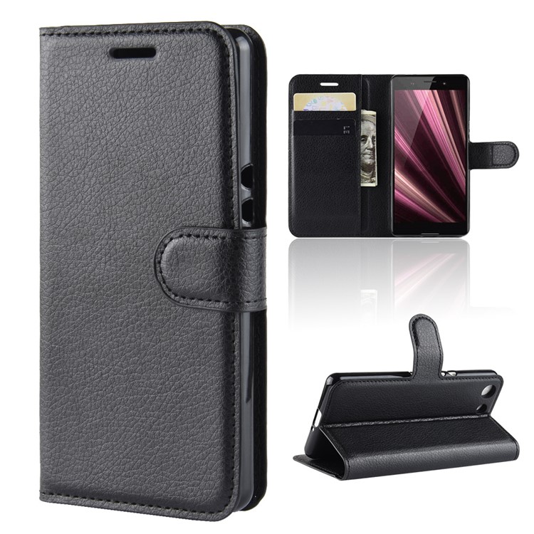 Litchi Texture Wallet Leather Flip Case for Sony Xperia XZ4 Compact - Black-2