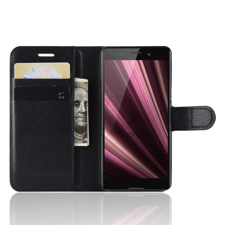 Litchi Texture Wallet Leather Flip Case for Sony Xperia XZ4 Compact - Black-5