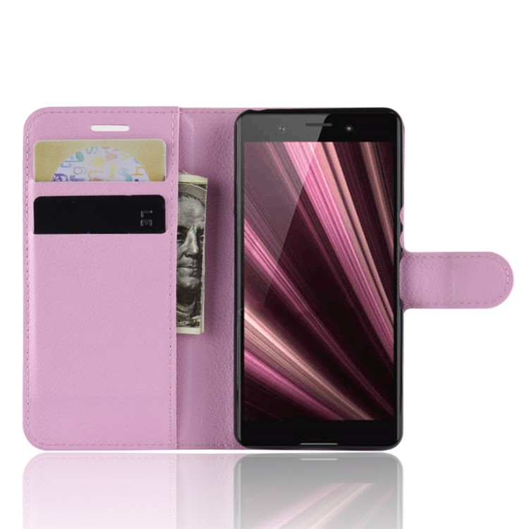 Litchi Texture Wallet Leather Phone Shell for Sony Xperia XZ4 Compact - Pink-4