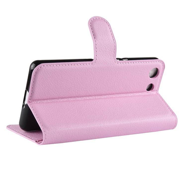 Litchi Texture Wallet Leather Phone Shell for Sony Xperia XZ4 Compact - Pink-5