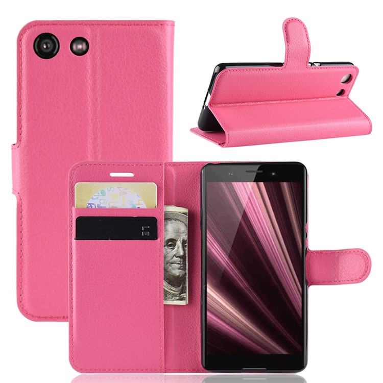 Litchi Texture Wallet Leather Case Accessory for Sony Xperia XZ4 Compact - Rose-1