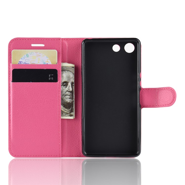 Litchi Texture Wallet Leather Case Accessory for Sony Xperia XZ4 Compact - Rose-3