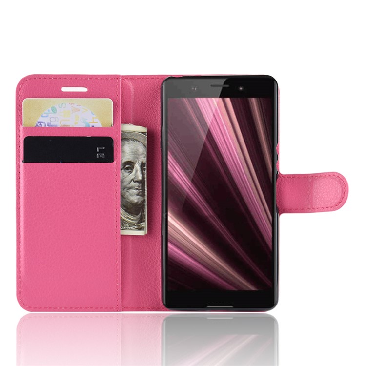 Litchi Texture Wallet Leather Case Accessory for Sony Xperia XZ4 Compact - Rose-4