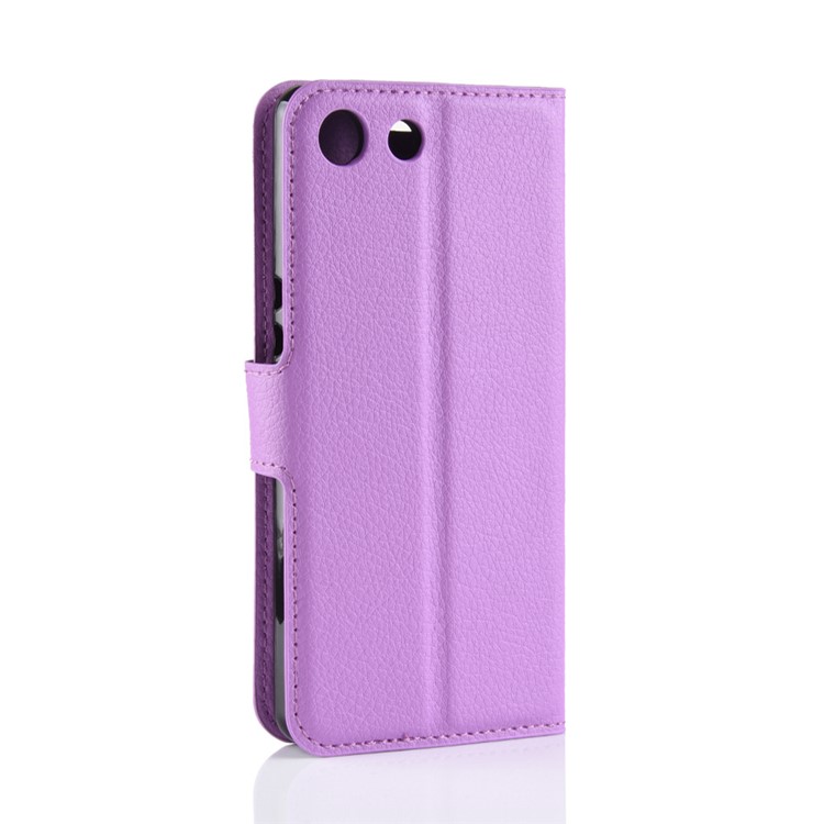 Litchi Texture Wallet Leather Cover Shell for Sony Xperia XZ4 Compact - Purple-6