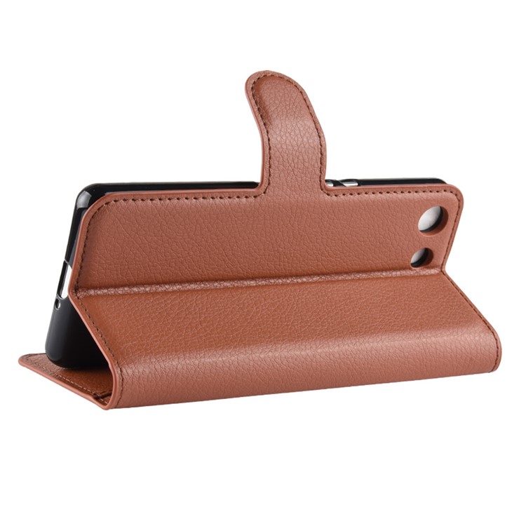Litchi Texture Wallet Leather Phone Casing for Sony Xperia XZ4 Compact - Brown-5