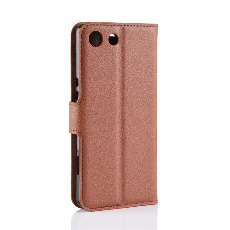 Litchi Texture Wallet Leather Phone Casing for Sony Xperia XZ4 Compact - Brown-6