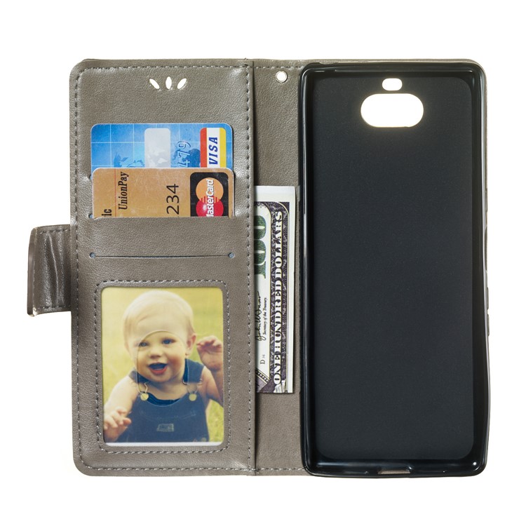 Imprint Anchor Wallet Leather Mobile Case for Sony Xperia 10 - Grey-8