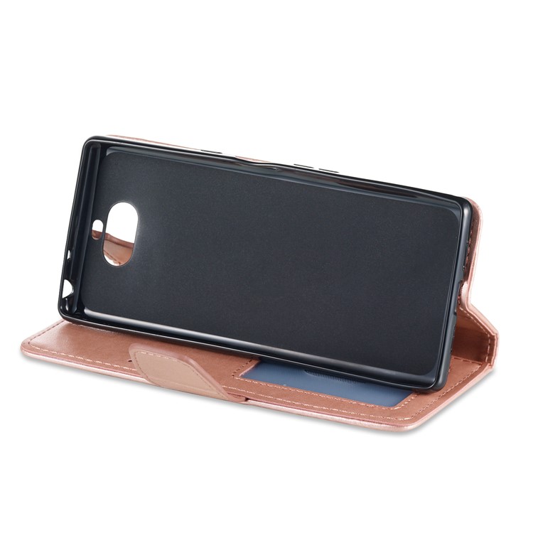 Imprint Anchor Wallet Leather Mobile Shell for Sony Xperia 10 - Rose Gold-5