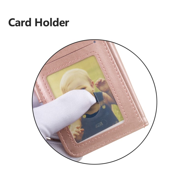 Imprint Anchor Wallet Leather Mobile Shell for Sony Xperia 10 - Rose Gold-9